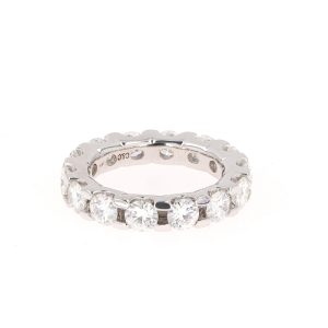 4.62 CTW   Round Moissanite Eternity Wedding Band in 14K White Gold