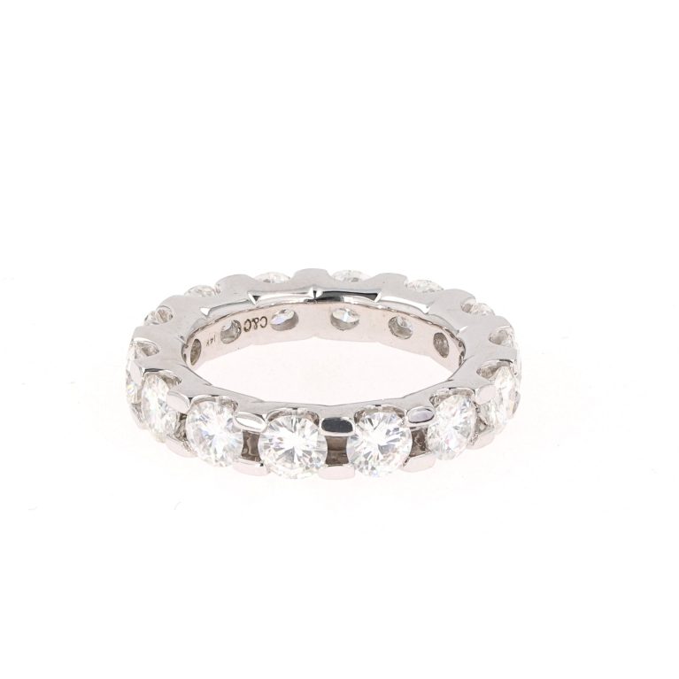 4.62 CTW   Round Moissanite Eternity Wedding Band in 14K White Gold