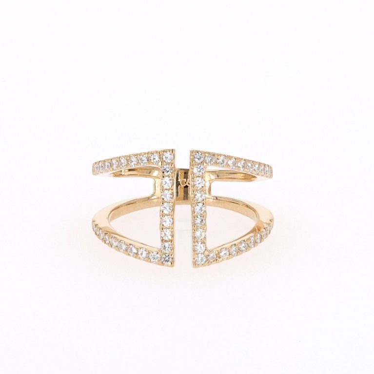 0.54 CTW   Round Near-Colorless Moissanite Fashion Ring in 14K Yellow Gold