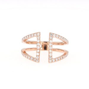 0.54 CTW   Round Near-Colorless Moissanite Fashion Ring in 14K Rose Gold