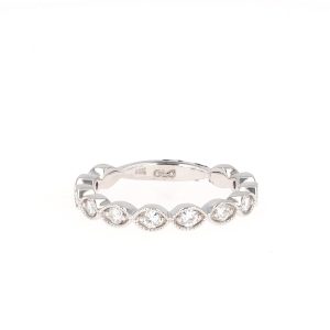 0.40 CTW   Round Near-Colorless Moissanite Stackable Ring in 14K White Gold