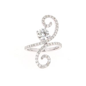 1.34 CTW   Round  Moissanite Statement Ring in 14K White Gold