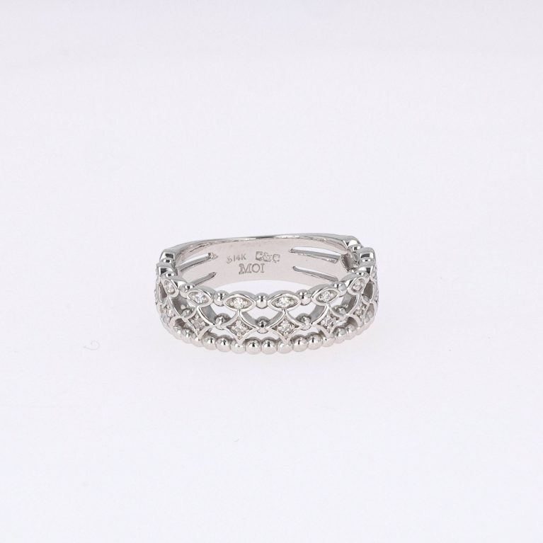 0.11 CTW   Round Near-Colorless Moissanite Fashion Ring in 18K White Gold