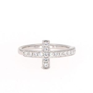 0.34 CTW   Round  Moissanite Cross Ring in Sterling Silver