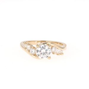 1.38 CTW   Round Near-Colorless Moissanite Fashion Ring in 14K Yellow Gold