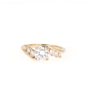 1.38 CTW   Round Near-Colorless Moissanite Engagement Ring in 14K Yellow Gold