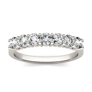 0.70 CTW   Round Moissanite Seven Stone Ring in 14K White Gold