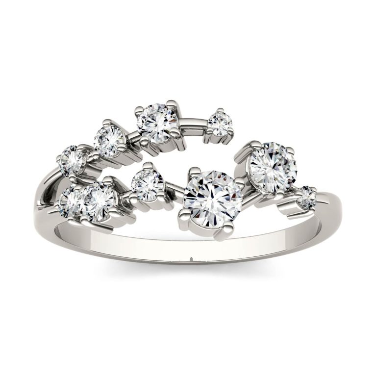 0.50 CTW   Round Moissanite Galaxy Ring in 14K White Gold