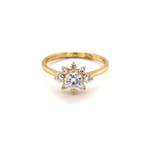 0.74 CTW   Round Near-Colorless Moissanite Statement Ring in 14K Yellow Gold