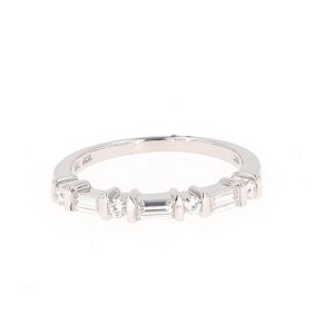 0.47 CTW   Baguette Near-Colorless Moissanite Bezel Wedding Band in Sterling Silver
