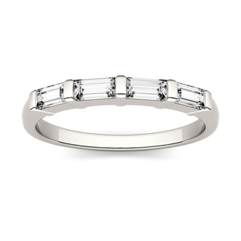 0.46 CTW   Straight Baguette Moissanite Stackable Ring in 14K White Gold