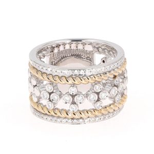 0.38 CTW   Round Near-Colorless Moissanite Fashion Band in 14K Two-Tone Gold