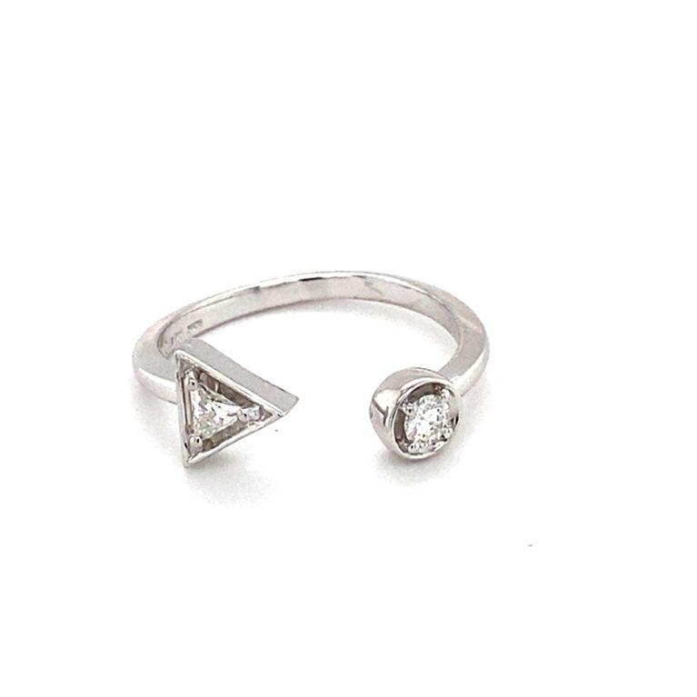 0.20 CTW   Triangle Moissanite Geometric Two-Stone Ring in Sterling Silver