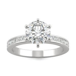 1.70 CTW   Round Moissanite Engagement Ring in 14K White Gold