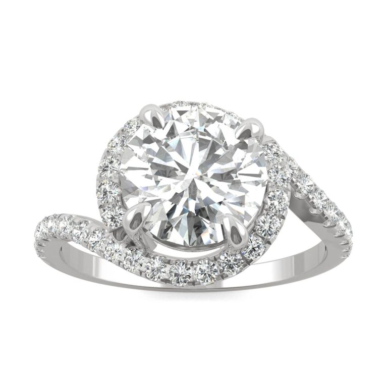2.24 CTW   Round Moissanite Engagement Ring in 14K White Gold
