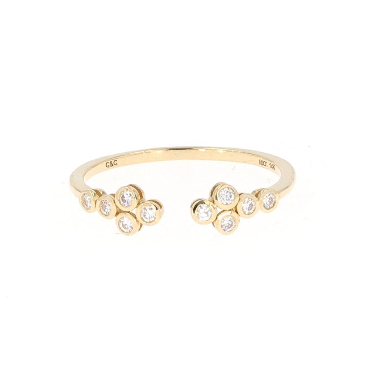 0.15 CTW   Round Near-Colorless Moissanite Fashion Ring in 14K Yellow Gold