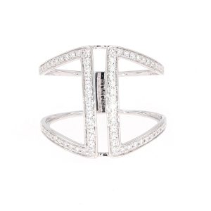 0.34 CTW   Round Near-Colorless Moissanite Statement Ring in 14K White Gold