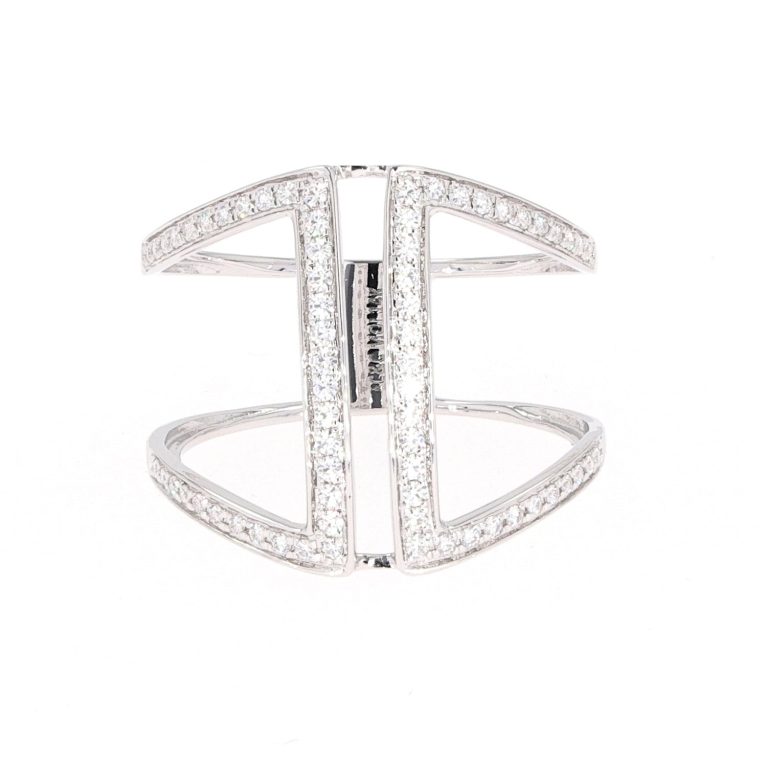 0.34 CTW   Round Near-Colorless Moissanite Statement Ring in 14K White Gold