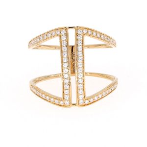 0.34 CTW   Round Near-Colorless Moissanite Open Fashion Ring in 14K Yellow Gold