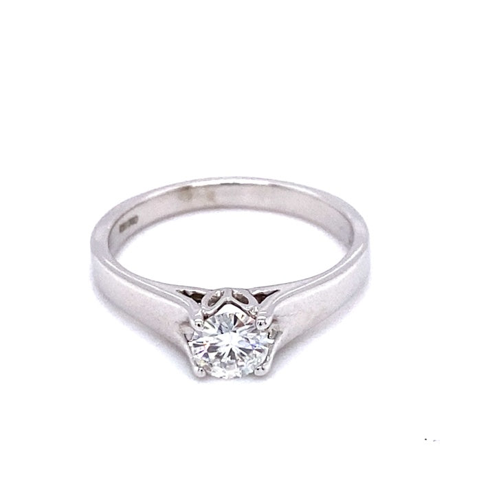 0.50 CTW   Round Near-Colorless Moissanite Solitaire Solitaire Engagement Ring in 14K White Gold