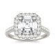 2.69 CTW   Asscher Moissanite Halo Ring in 14K White Gold