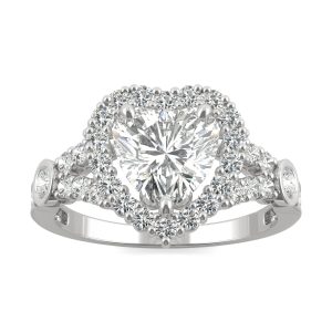 1.79 CTW   Heart Moissanite Engagement Ring in 14K White Gold