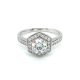 1.10 CTW   Round Near-Colorless Moissanite Geometric Halo Engagement Ring in 14K White Gold