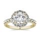 1.78 CTW   Round Moissanite Halo Ring in 14K Yellow Gold