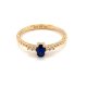 0.32 CTW   Blue Oval Lab Created Sapphire & Moissanite Statement Ring in 14K Yellow Gold