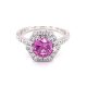 3.26 CTW   Pink Round Lab Created Sapphire & Moissanite Statement Ring in 14K White Gold