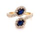 1.93 CTW   Blue Oval Lab Created Sapphire & Moissanite Statement Ring in 14K Yellow Gold