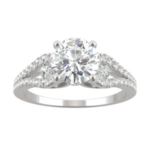 2.08 CTW   Round Moissanite Engagement Ring in 14K White Gold