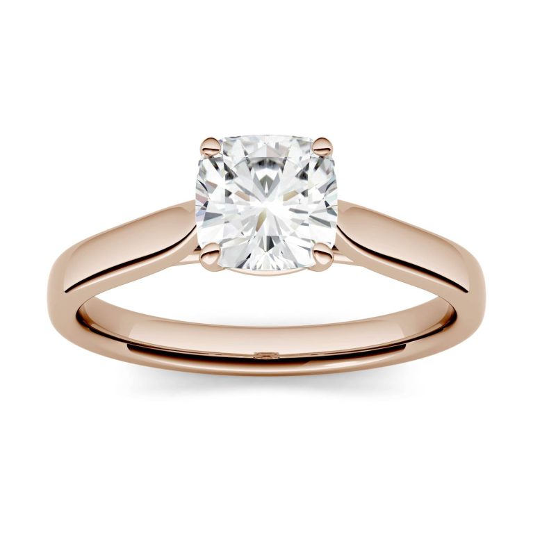 1.10 CTW   Cushion Moissanite Engagement Ring in 14K Rose Gold