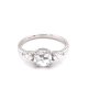 1.08 CTW   Round Rose Near-Colorless Moissanite East-West Three-Stone Engagement Ring in 14K White Gold