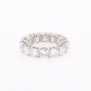 8.50 CTW   Cushion Near-Colorless Moissanite Eternity Ring in 14K White Gold
