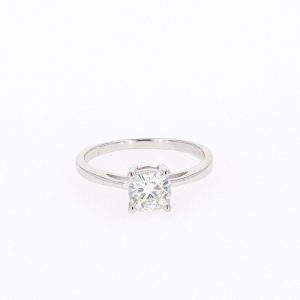 1.10 CTW   Cushion Moissanite Four Prong Solitaire Engagement Ring in Sterling Silver