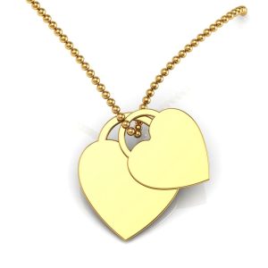 18K Yellow Gold Heart Shaped Pendants