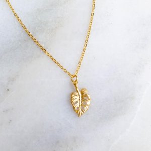 18K Yellow Gold Leaf Shaped Pendants